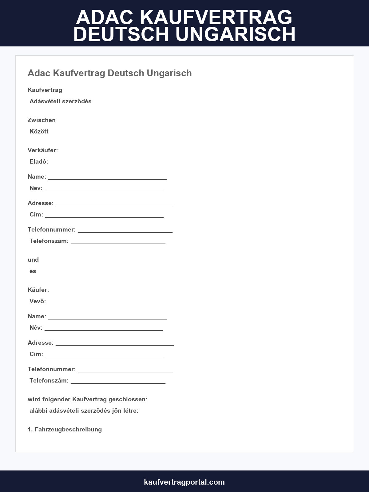 Adac Kaufvertrag Deutsch Ungarisch