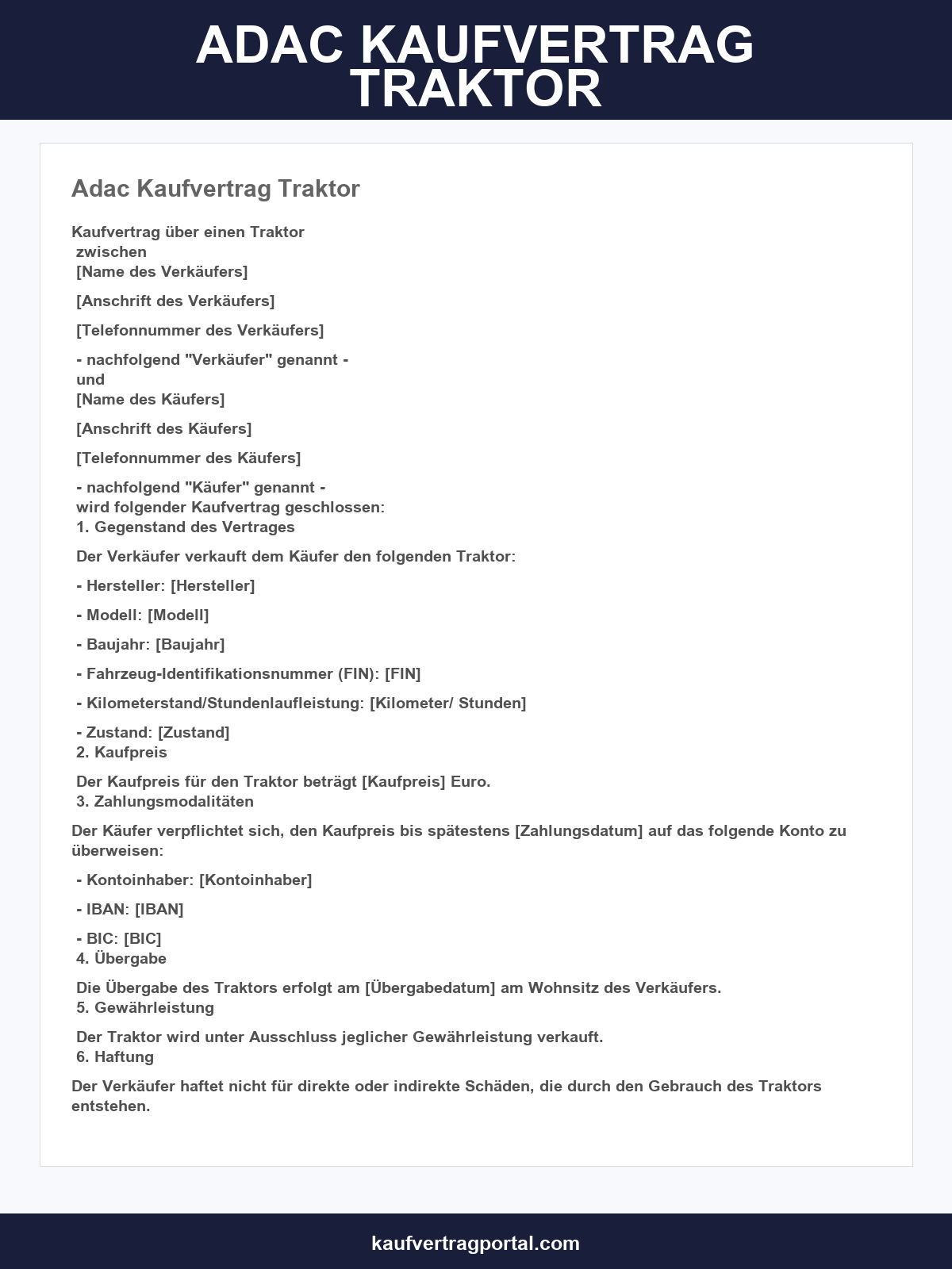Adac Kaufvertrag Traktor