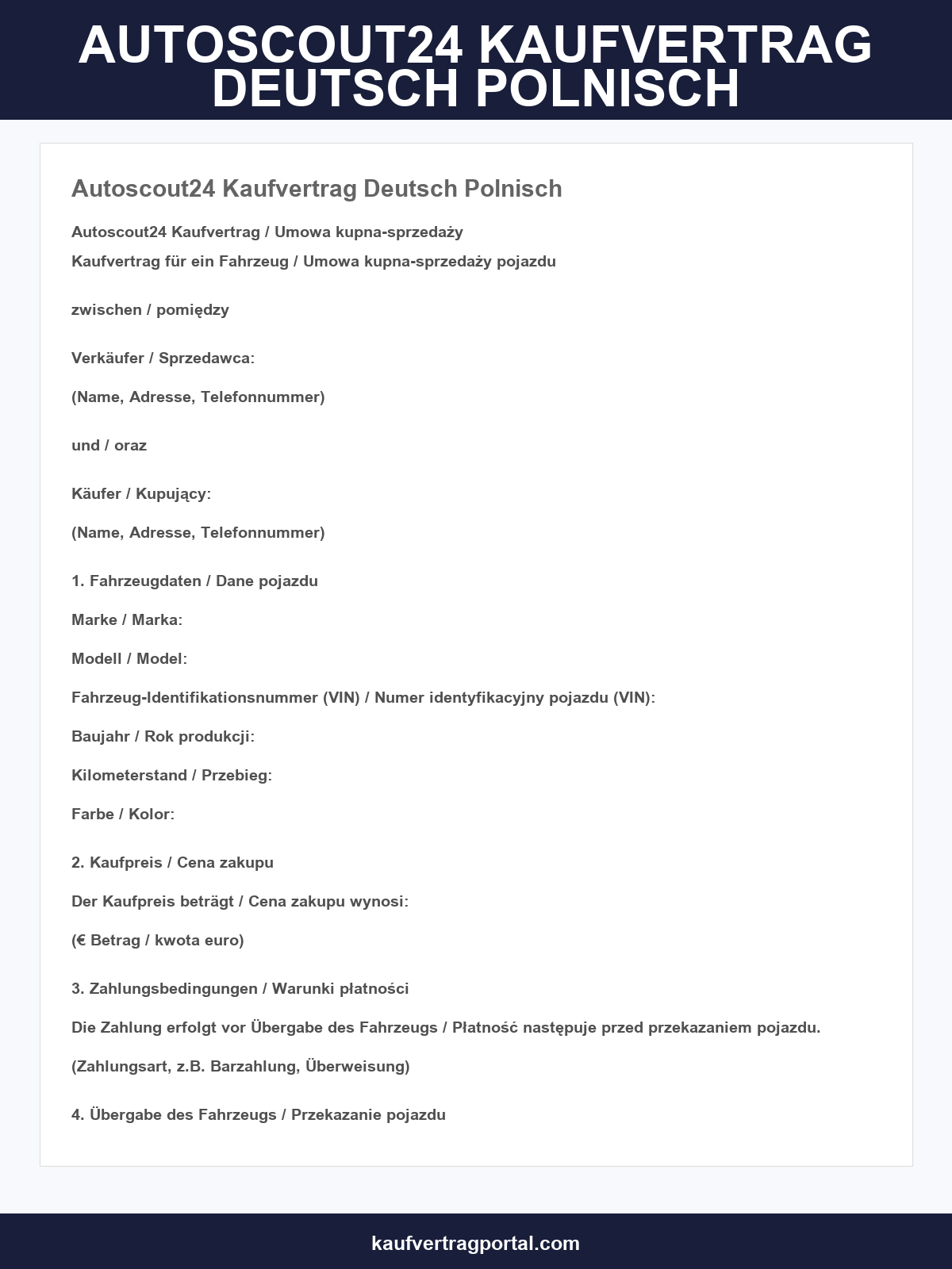 Autoscout24 Kaufvertrag Deutsch Polnisch