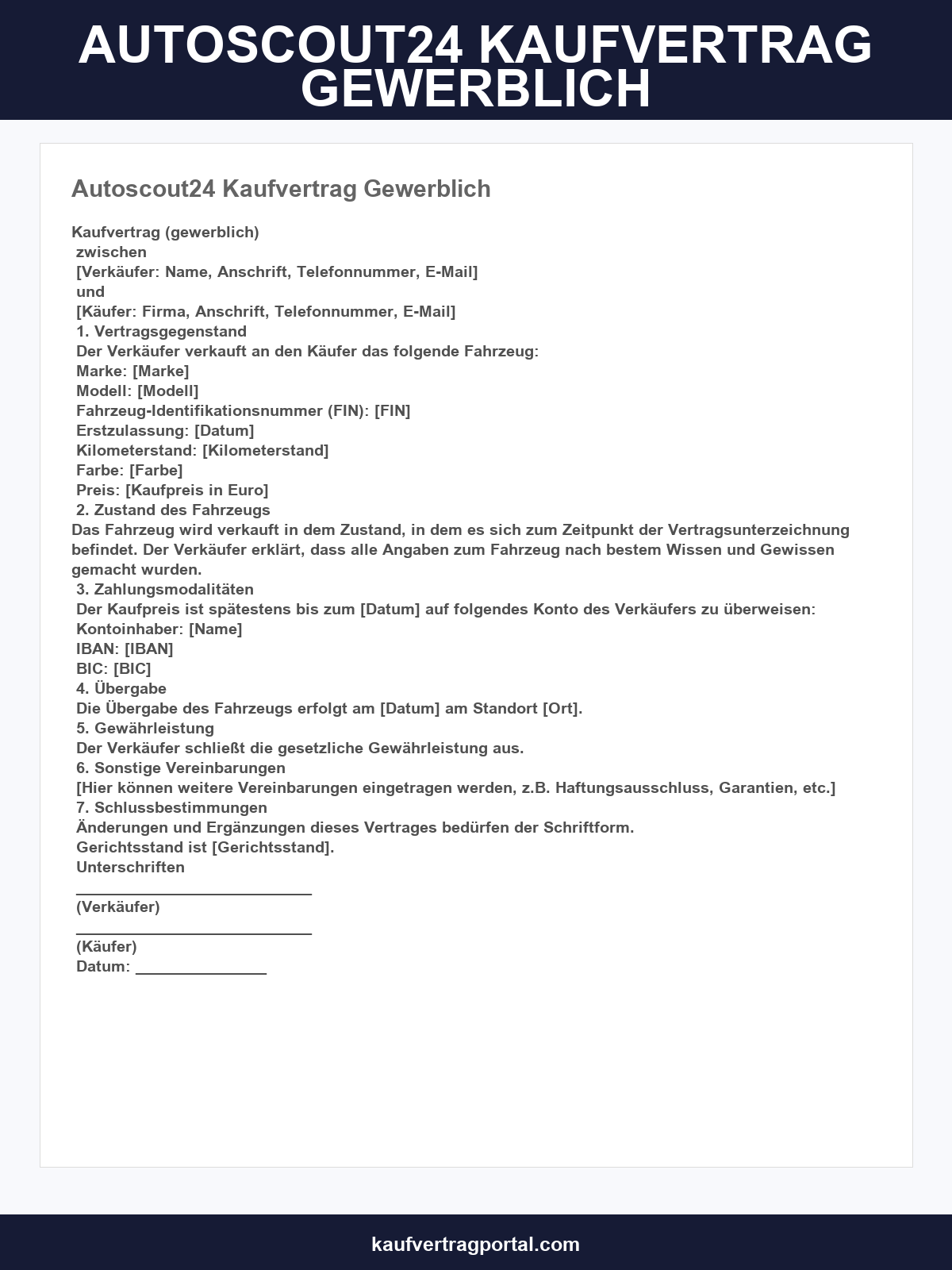 Autoscout24 Kaufvertrag Gewerblich
