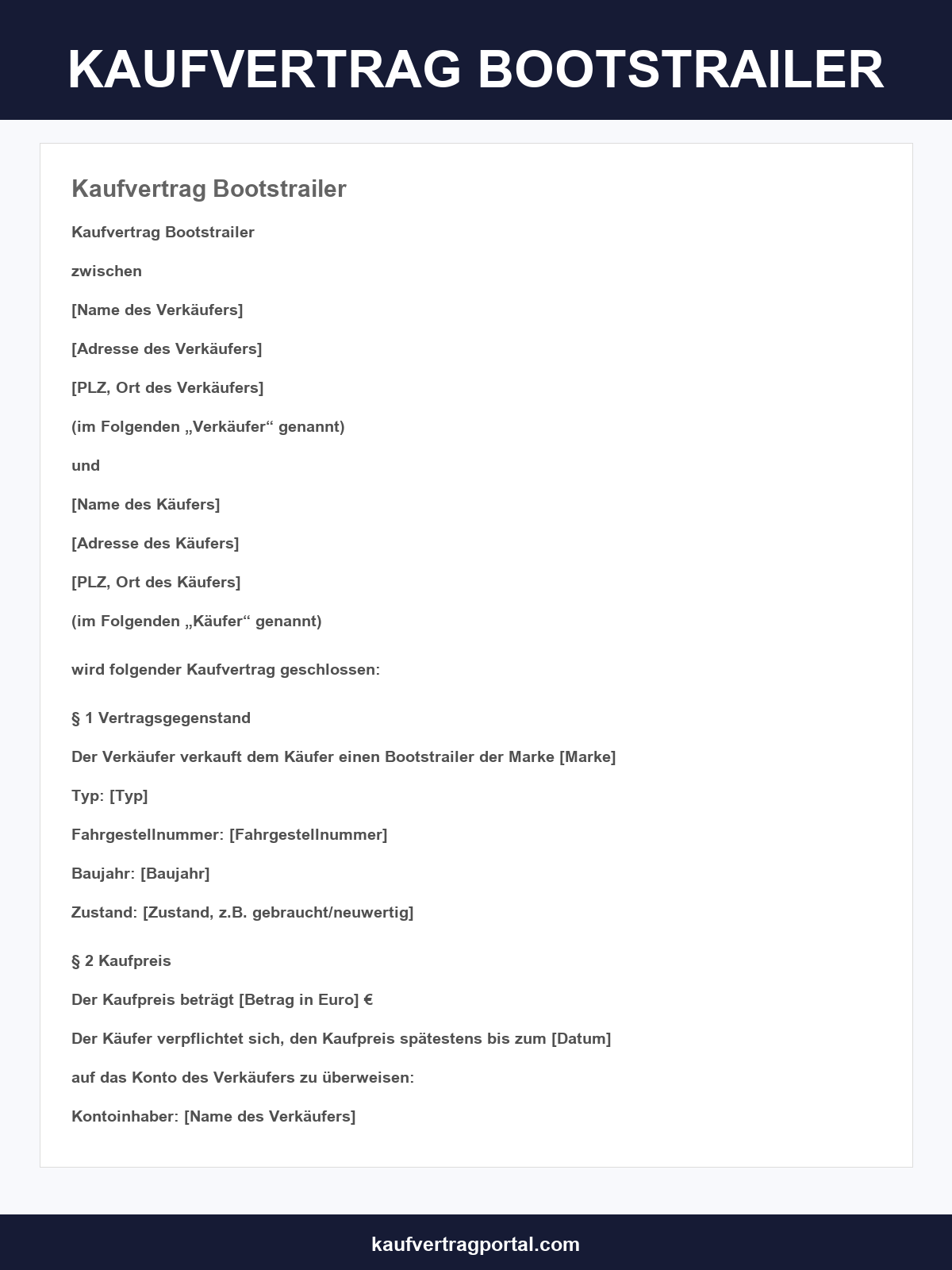 Kaufvertrag Bootstrailer