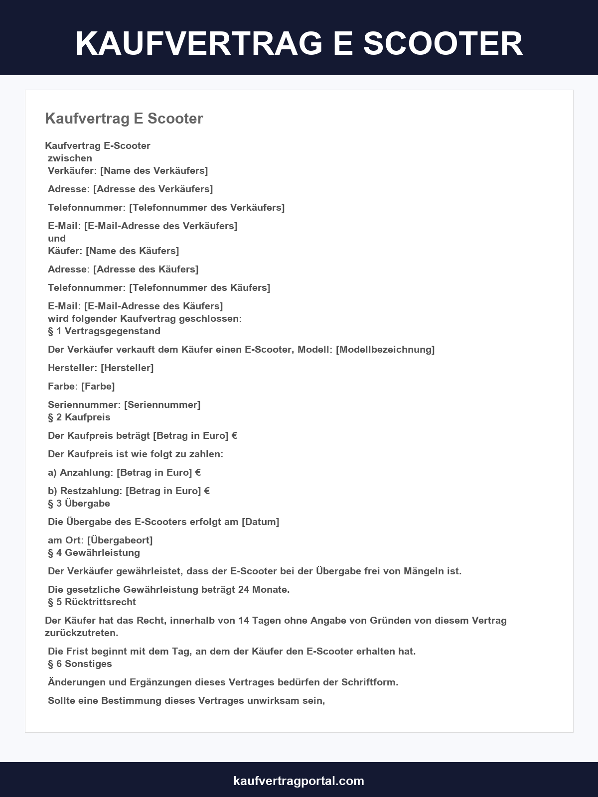 Kaufvertrag E Scooter