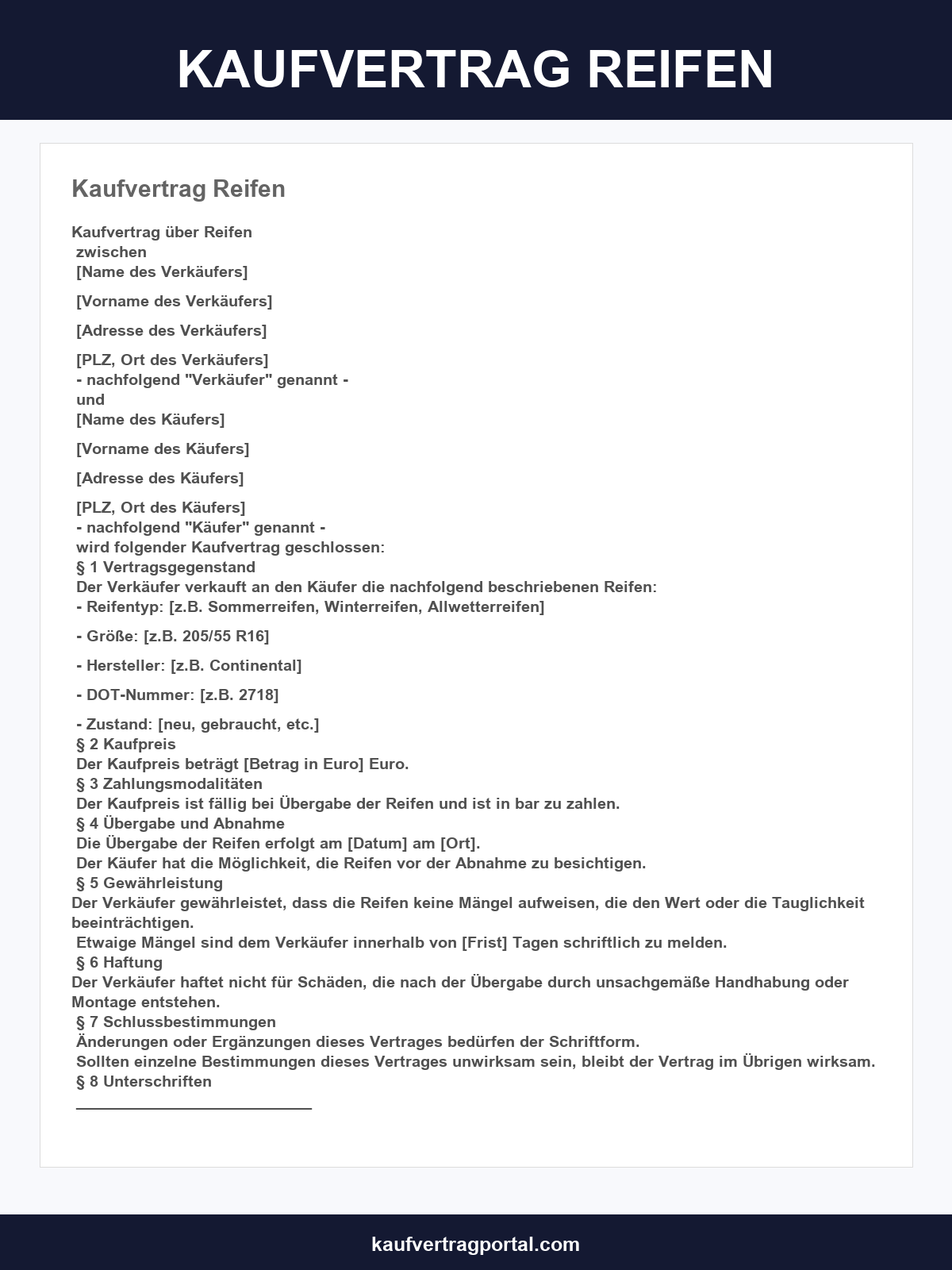 Kaufvertrag Reifen