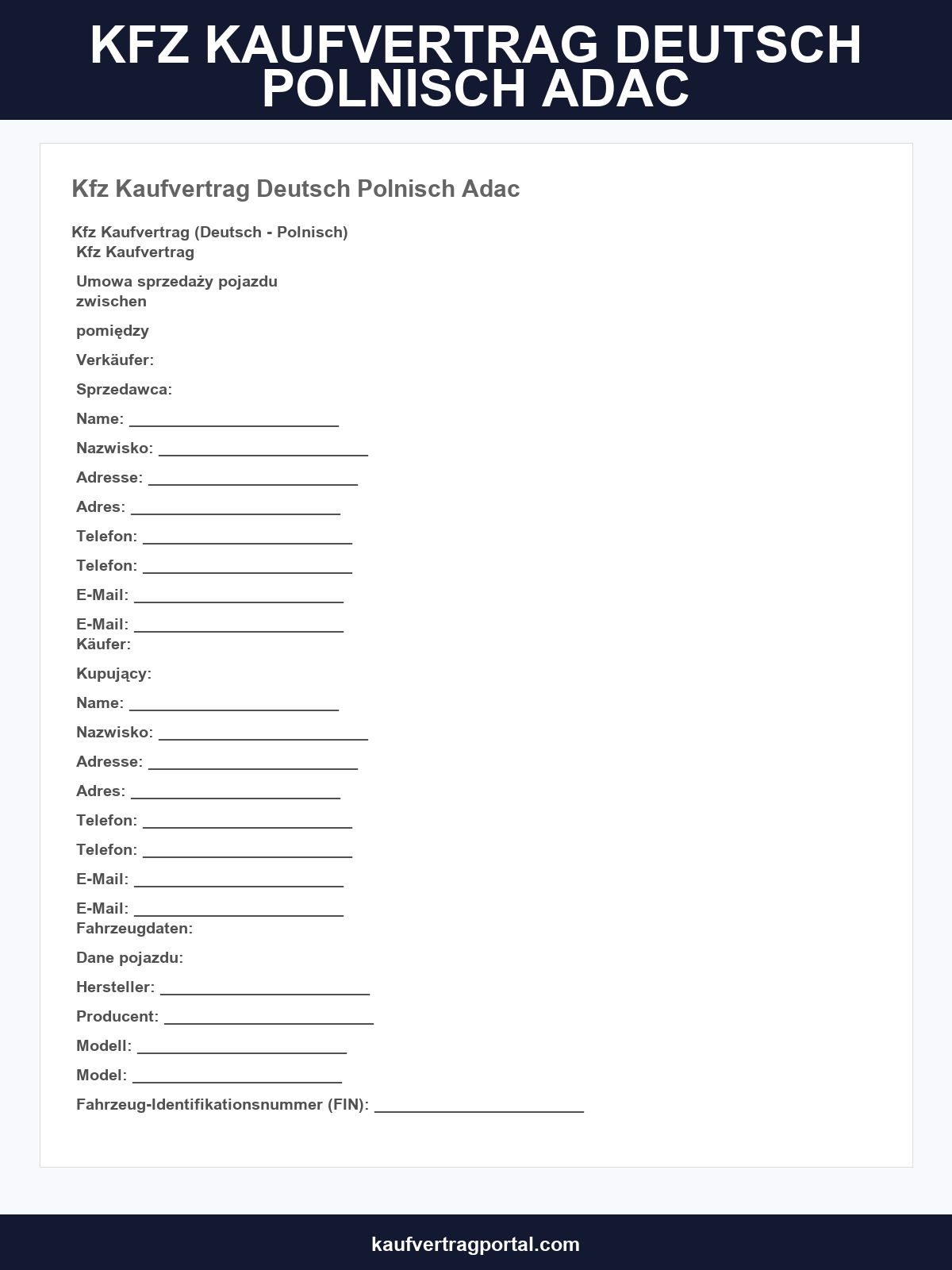 Kfz Kaufvertrag Deutsch-Polnisch Adac